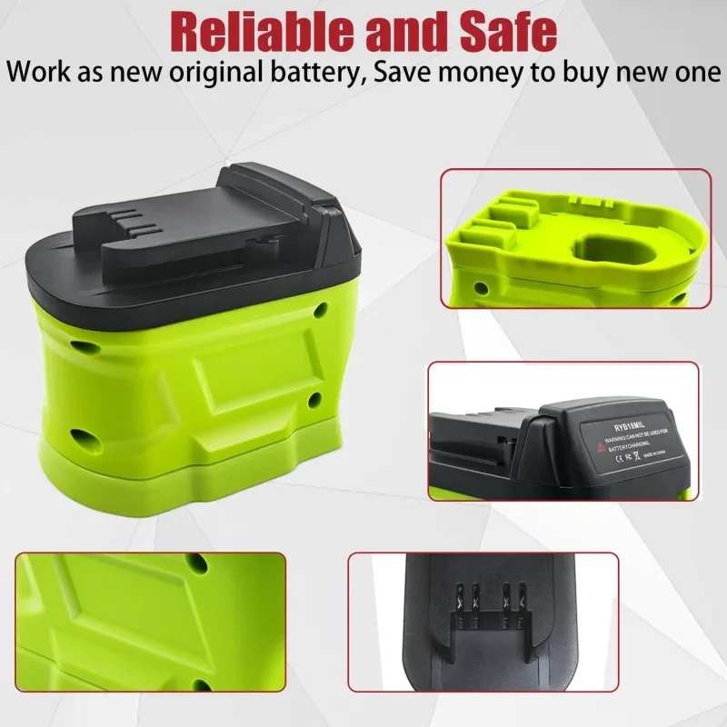 Battery Adapter For Ryobi 18V P102 P103 P104 P105 P107 P108 P192 Li-ion & Ni-CD Battery Convertor for Milwaukee 18V Power Tools