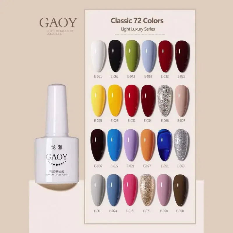 GAOY 7ml Nail Gel Polish Semi Permanent Gel Varnish Base Top Coat UV LED Gel Varnish Soak Off Nail Art Gel Nail Polish