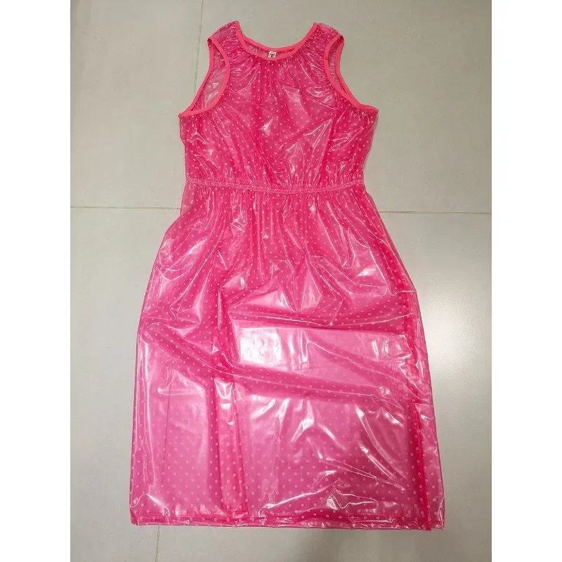 Sexy Transparent Plastic Waterproof Vest Dress PVC Sleeveless Sexy Nightdress Featuring Plastic Film See-through Sleepwear
