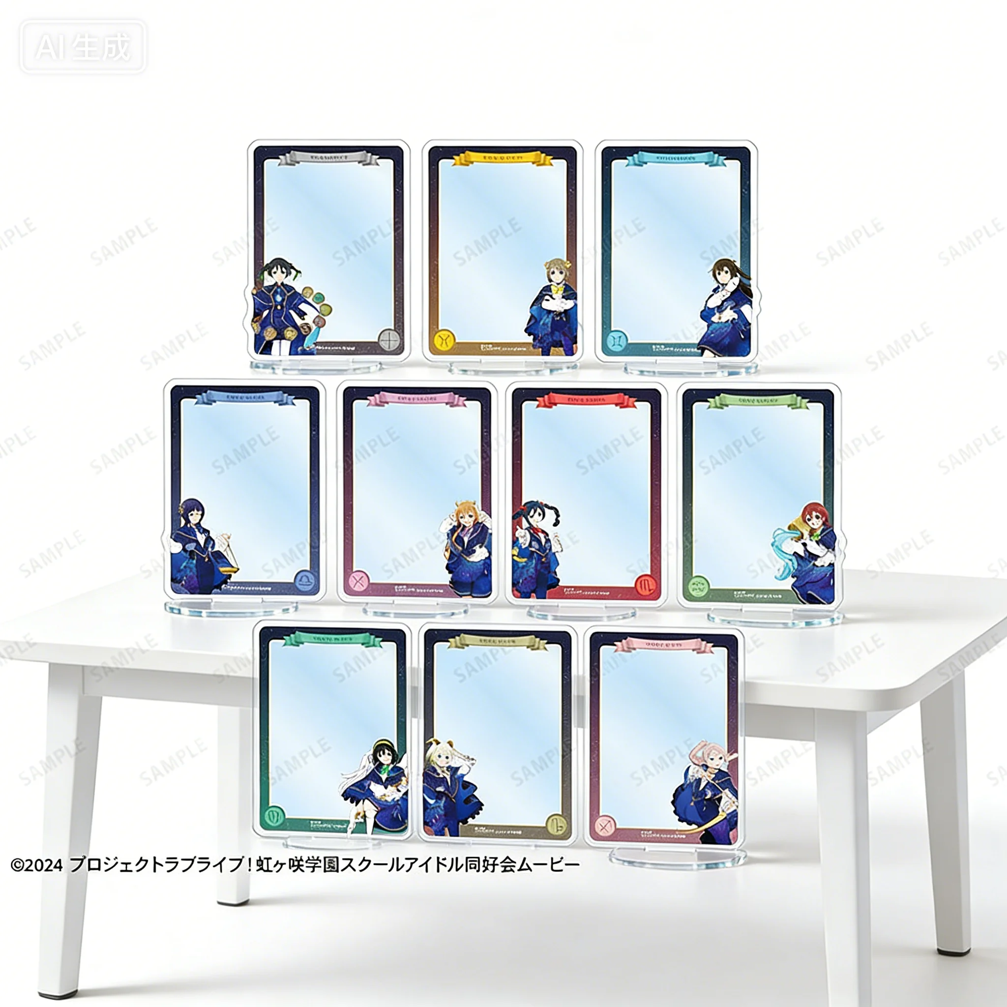 Llaveros de acrílico rectangulares con figuras de los personajes Kotone, Temari, Hiro, Mao, Lija y Sumika del anime THE IDOLM@STER Gakuen Saki Hanami