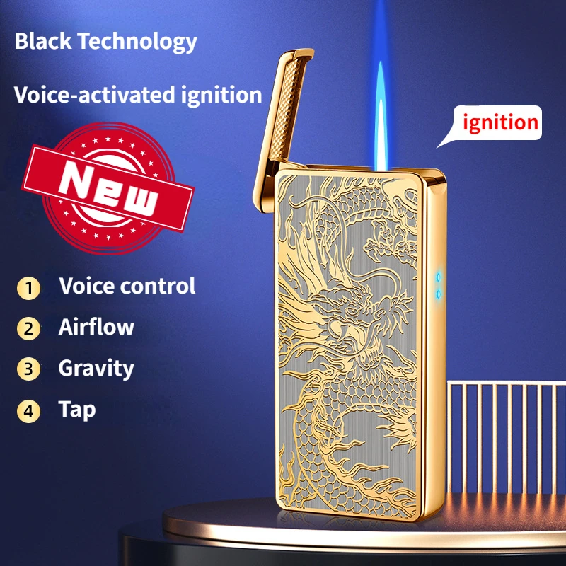 Technology Intelligent Voice-controlled Lighter Airflow Gravity Induction Ignition Butane Gas Lighter Smoking Accessories Gift