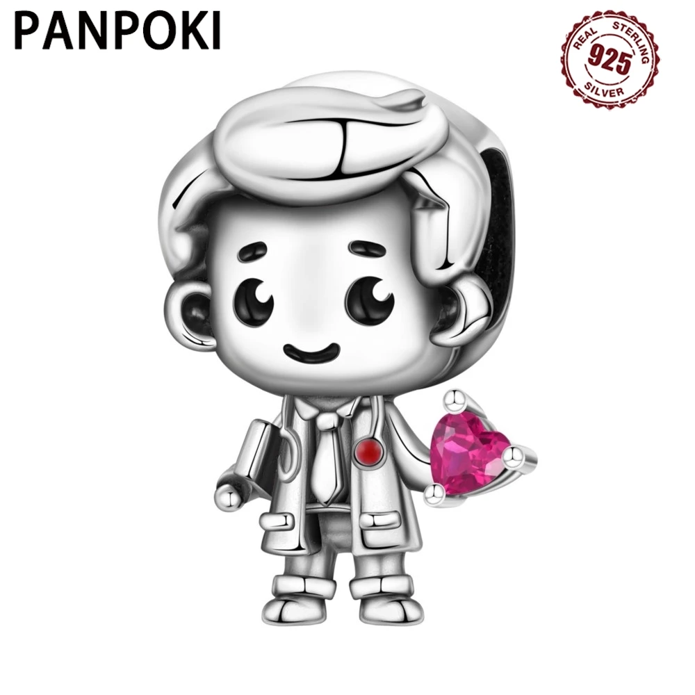 

PANPOKI 925 Sterling Silver Love Doctor Cartoon Character Beads Original Pendants Bracelet Charm Jewelry Party DIY Trendy Gifts