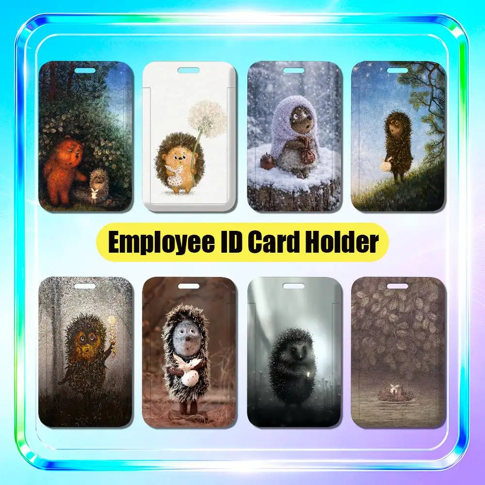 For Hedgehog In The Fog Employee ID Card Holder Office Badge Student Work Bank Credit Holders Hard Case Shell