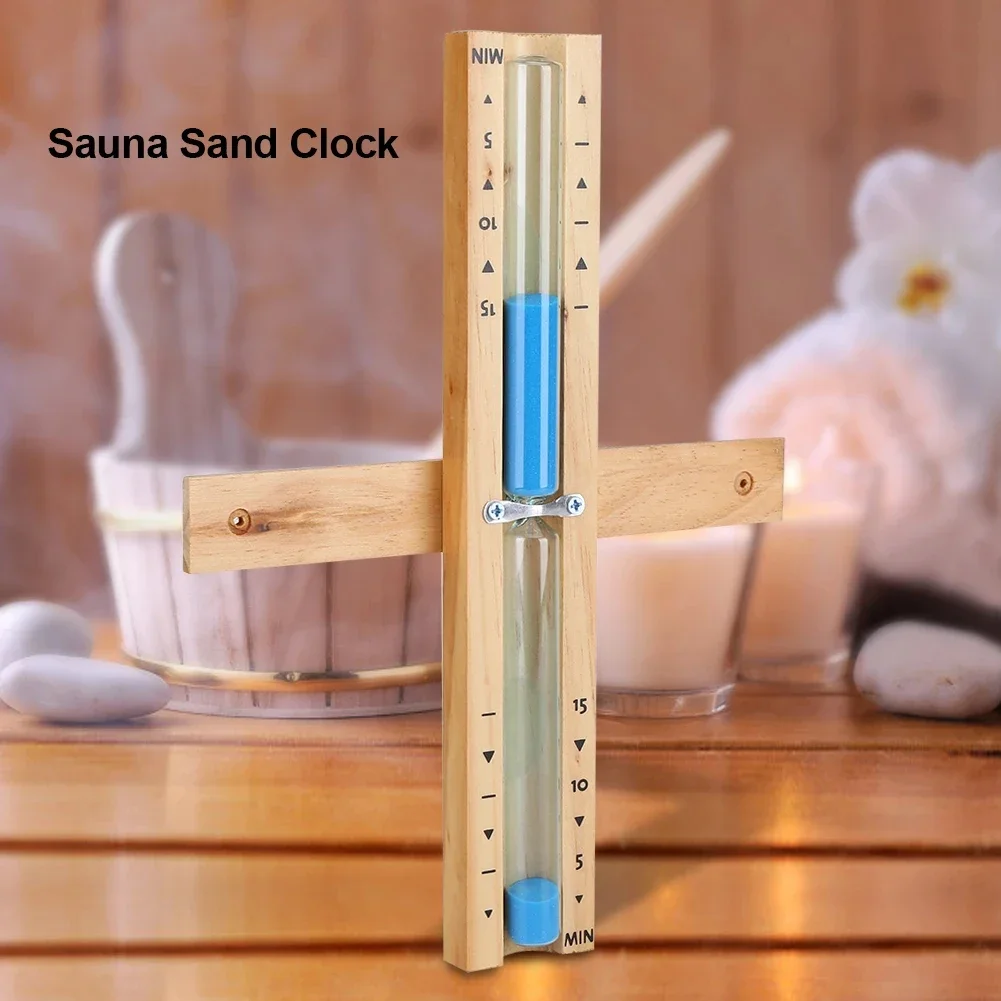 15 Minute Glass Hourglass Sand Timer Wall Mounted Rotating Colorful Sand Clock Time Management Tool Saunas Accessory