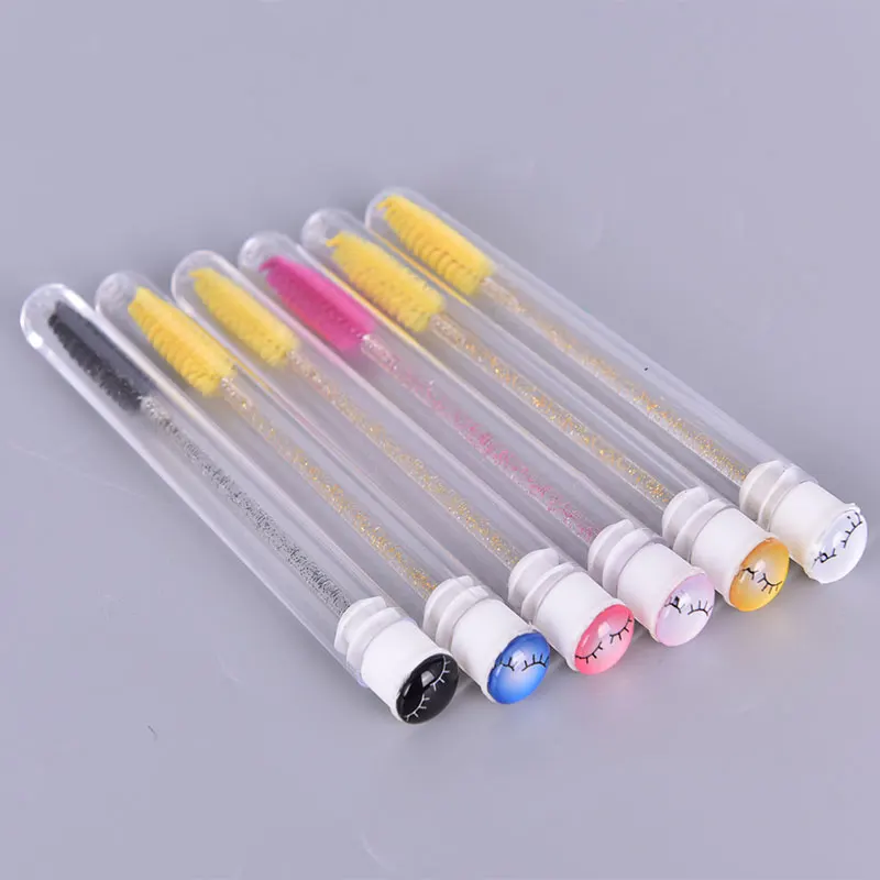 1pcs Eyelash Brush With A Cap Colorful Applicator Makeup Tool Eyelash Brush Tube Mascara Wands With Lashes On Caps Lash Wand