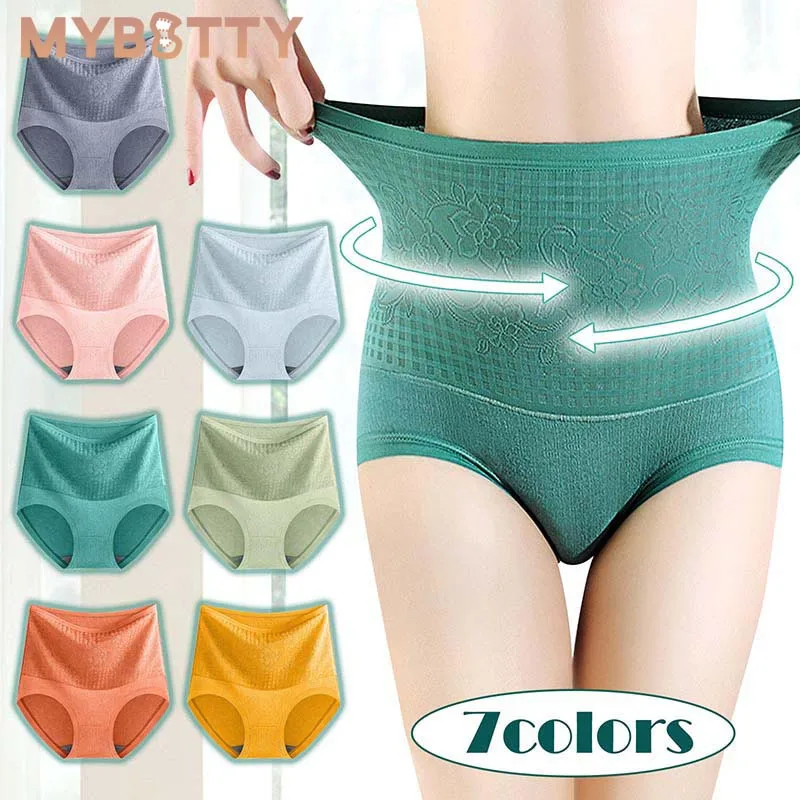 MYBOTTY High Waist Panties For Women Underwear Abdomen Cotton Underpants Solid Breathable Briefs Sexy Lingerie Female Intimates