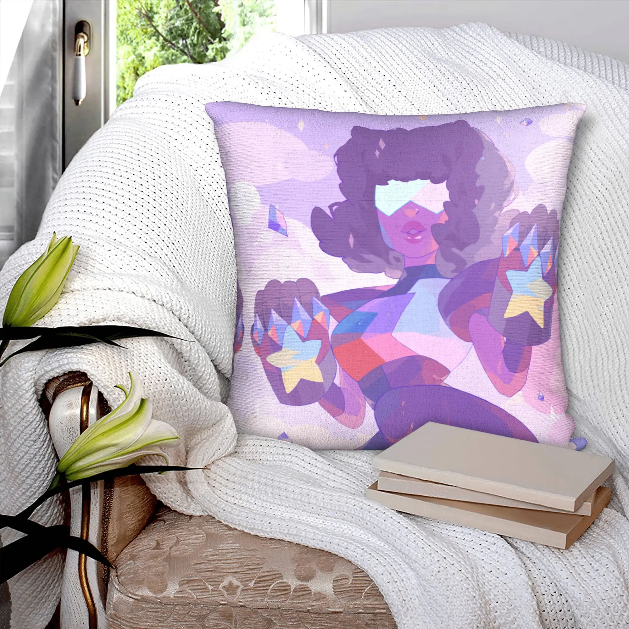 Nordic Steven Universe Cushion Cover for Sofa Soft Cartoon Amethyst Pillow Case for Living Room