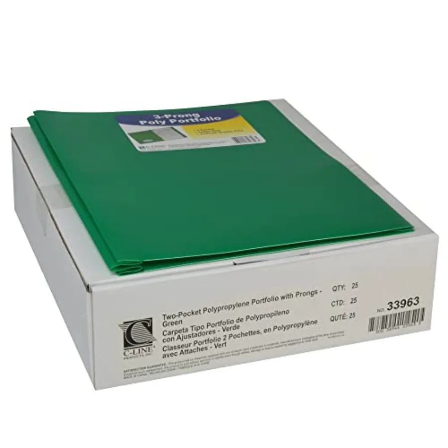 

Two-Pocket Heavyweight Poly Portfolio with Prongs, For Letter Size Papers, Includes Business Card Slot, 1 Case of 25 Portfolios