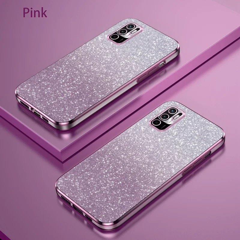 For Xiaomi Redmi Note 10 Note10 5G Phone Case Note10 5G Luxury Gradient Glitter Plating Silicone Back Cover Funda