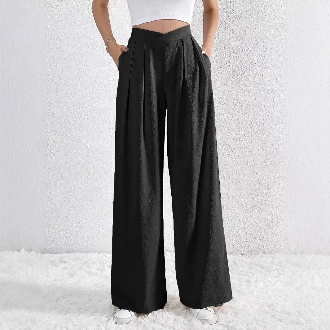 Summer Ice Linen High Waist Straight Pants Women's Plus Size
