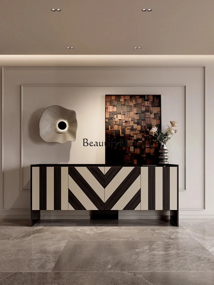 

Italian designer decorative cabinet zebra pattern meal side entry door entrance living room sofa side cabinet