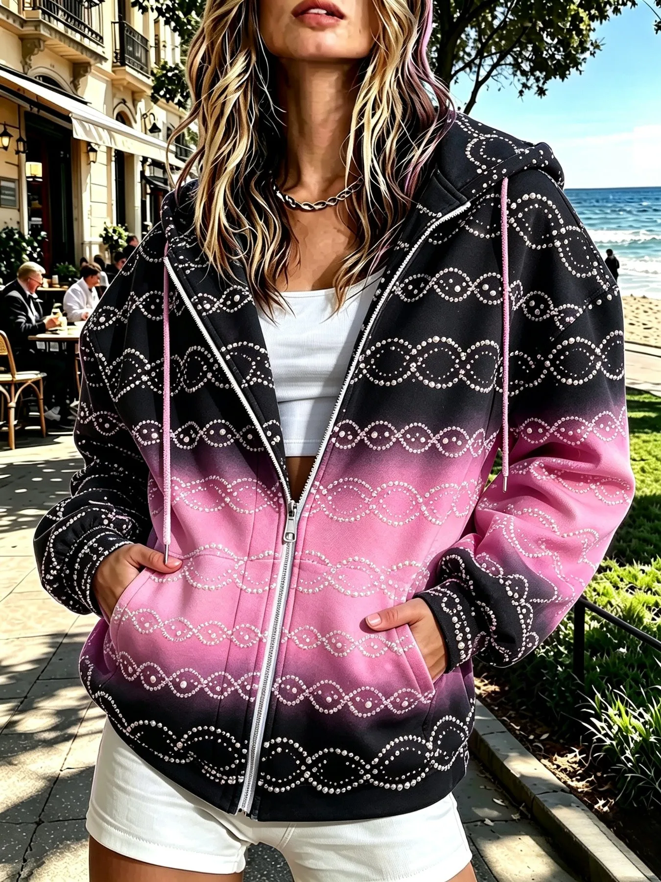 Abrigo con cremallera para mujer, ideal para otoño/invierno, con estampados en 3D que ofrecen calidez, comodidad y un estilo moderno para usar en exteriores. Versátil para cualquier ocasión.