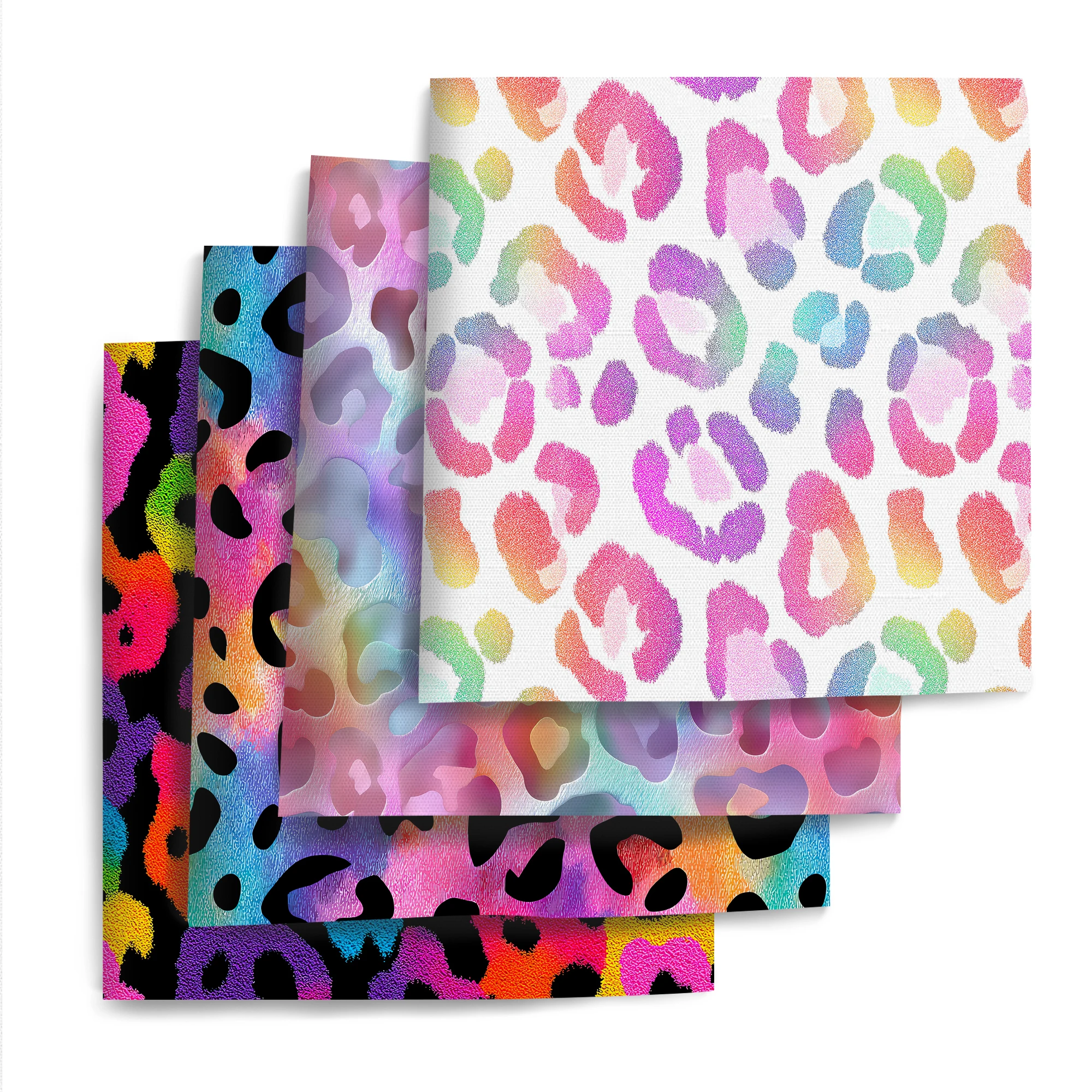 Pre-cut 4pcs/set Beautiful Leopard Print Polyester Fabric, Measuring 7.87x7.87 Inches (20x20cm) - Perfect