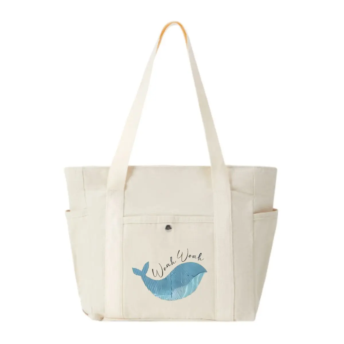 

Текст Weah Woah с китом - иллюстрация. Компактная сумка через плечо с несколькими отделениями для хранения мелких предметов в магазинах.