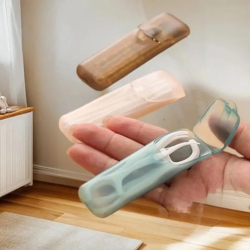Stylish Transparent Mini Storage Box for Toothpicks and Cotton Swabs - Perfect for Outdoor Travel