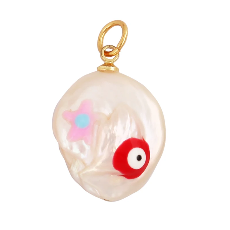 Unique Colourful Turkish Evil Luck Eye Charm Pendant,Nature Fresh Water Pearl DIY Bracelet Necklace Components Supplies L34