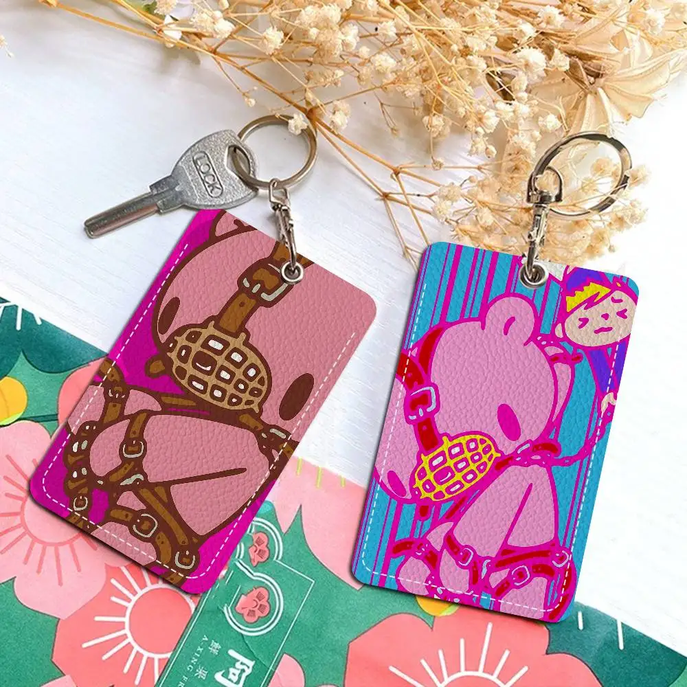 Cartoon G-Gloomy Bear Vintage PU Soft Leather Rectangular Key Card Holder Induction Elevator Protection Cover