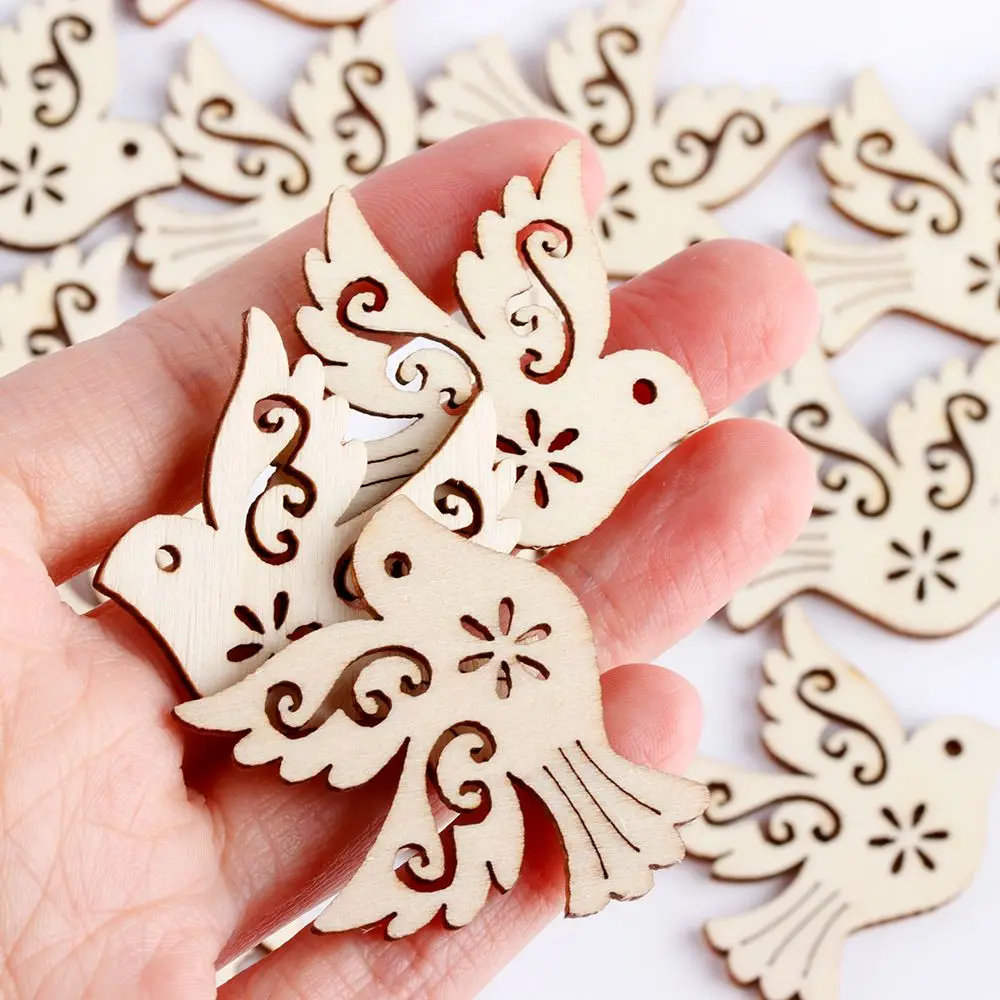 Arts Bird Decorative Card Making Scrapbooking Embellishment Natural Wood Peace Pigeon Wooden