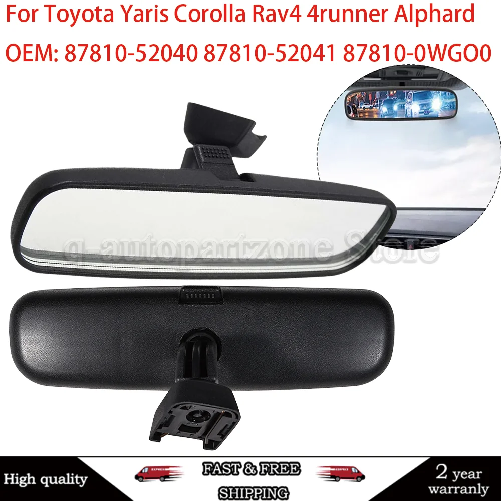 Inner Rear View Mirror Assembly Inside Rearview Center Mirror for Toyota RAV4 04-15 Yaris 06-16 Prius 11-19 Universal Auto Parts