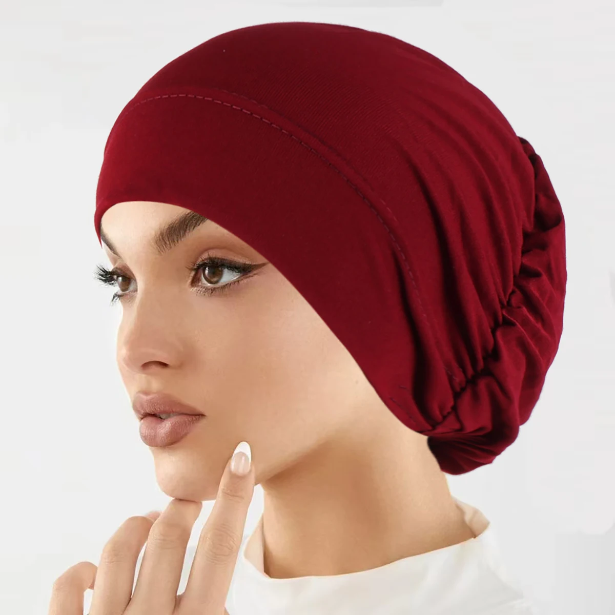 Moda musulmana hiyabs para mujer, turbante elástico suave de Color sólido, gorros para quimio contra el cáncer, gorros, accesorios para el cabello