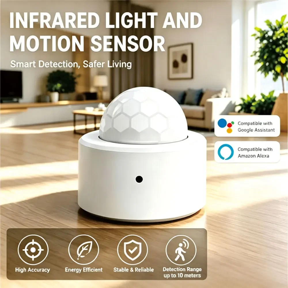 Works with Tuya Zigbee 3.0 Mini PIR Motion Sensor Human Motion Infrared Detector Security Alarm Alexa Google Home Zigbee2MQTT