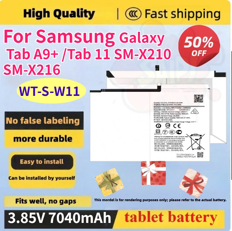Brand new WT-S-W11 7040mAh Replacement Battery for Samsung Galaxy Tab A9+ /Tab 11 SM-X210 SM-X216 3.85V Tablet Battery