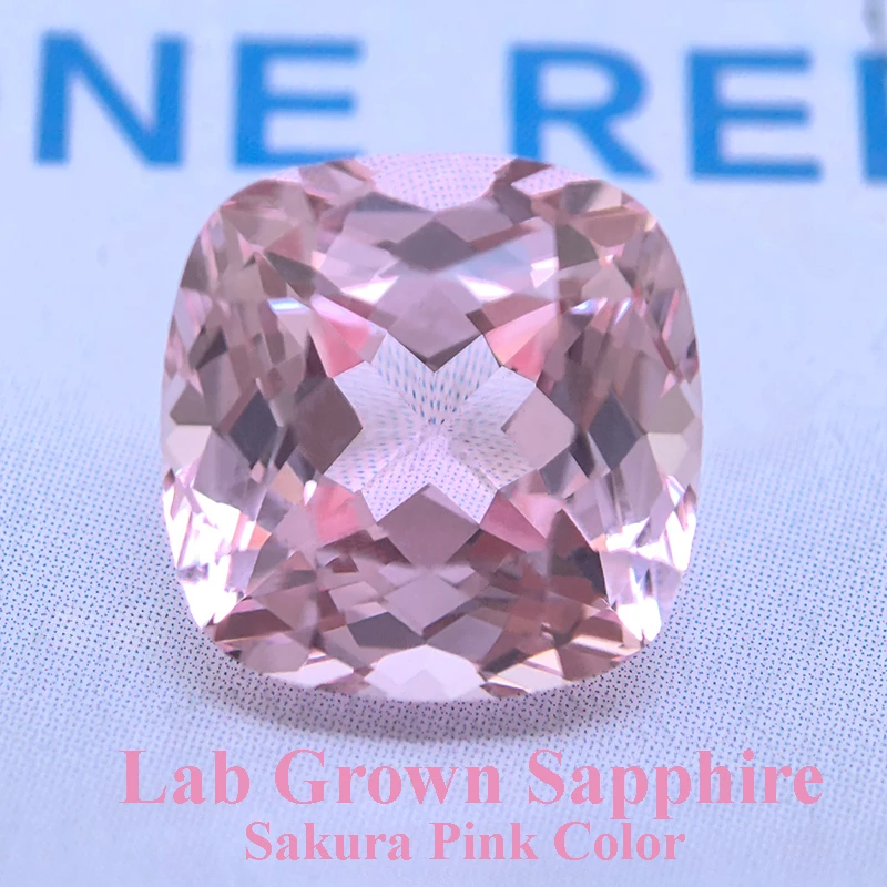 

Top Lab Grown Sapphire Square Cushion Sakura Pink Color VVS1 Charms Beads Diy Jewelry Making Material Selectable AGL Certificate