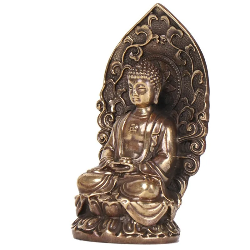 , Sitting Shakyamuni , Bronze Artifacts, Decorative Pieces, Three Buddha Statues with Lotus Flo