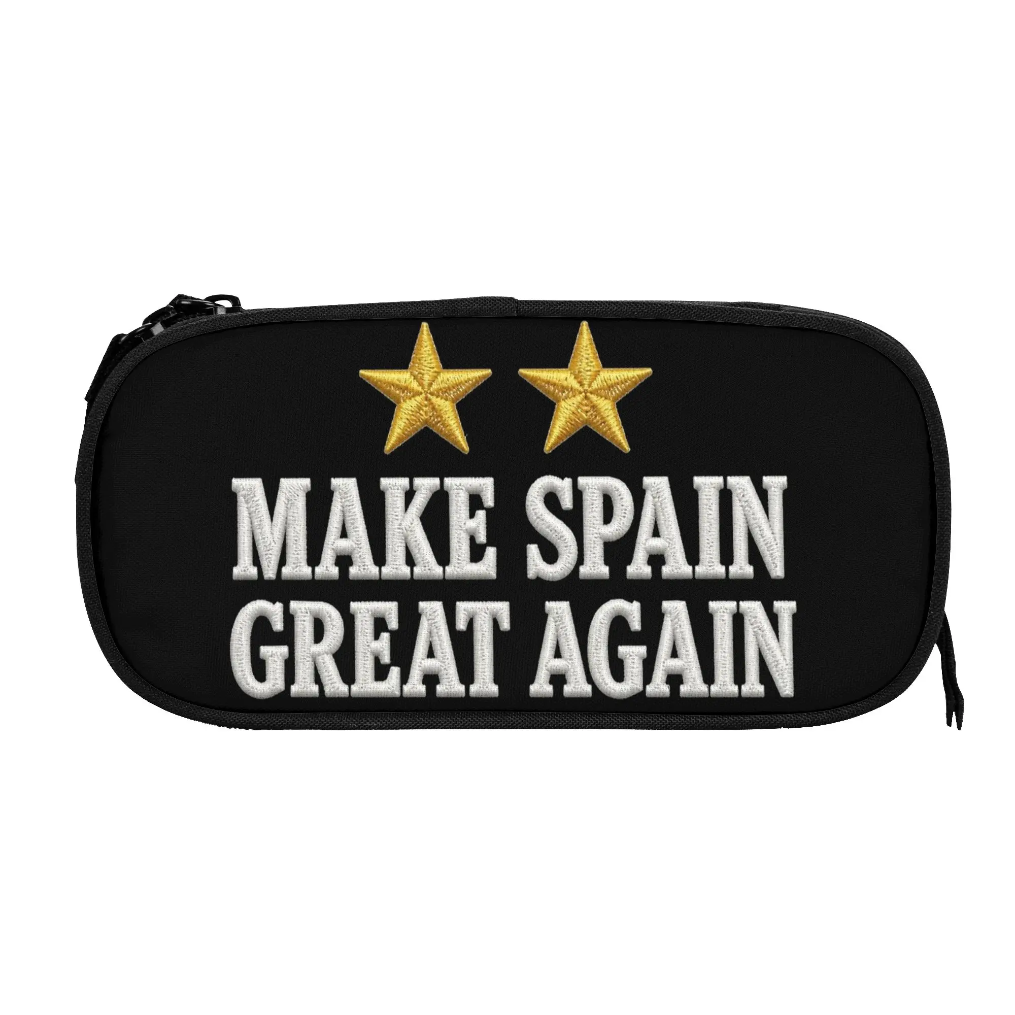 Fun MAKE SPAIN GREAT AGAIN GOLD TWO STARS Pencil Case  Pencil Pouch Pen for Student Large Bag Students School Zipper Accessories
