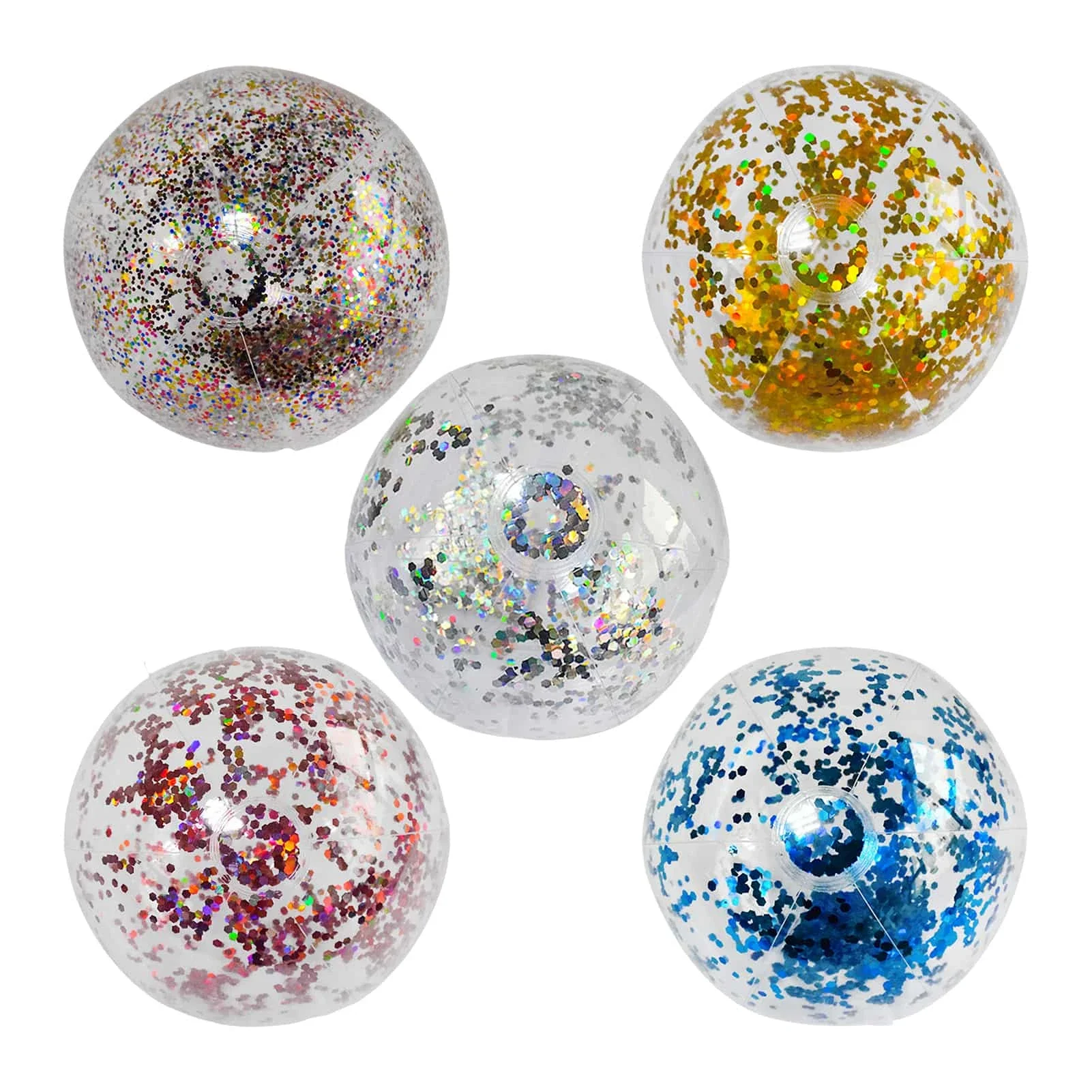 40cm Inflatable Glitter Beach Ball Summer Water Ball Sequin Beach Toys for Beach Swimming Pool Play Party Toys for Kids Adult