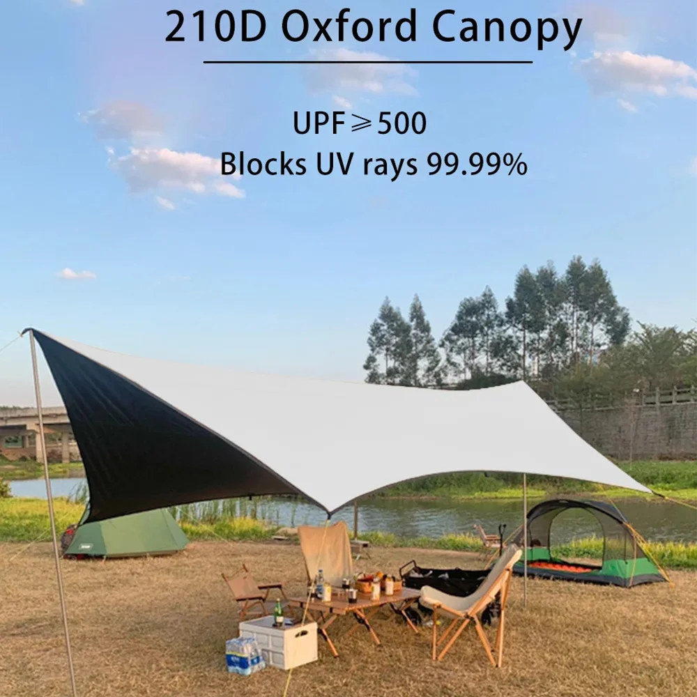 

5x3m Extra-Large Canopy Outdoor Camping Waterproof Rainproof Hex Sunshade 99% UV Protection Shade Windproof With Support Poles