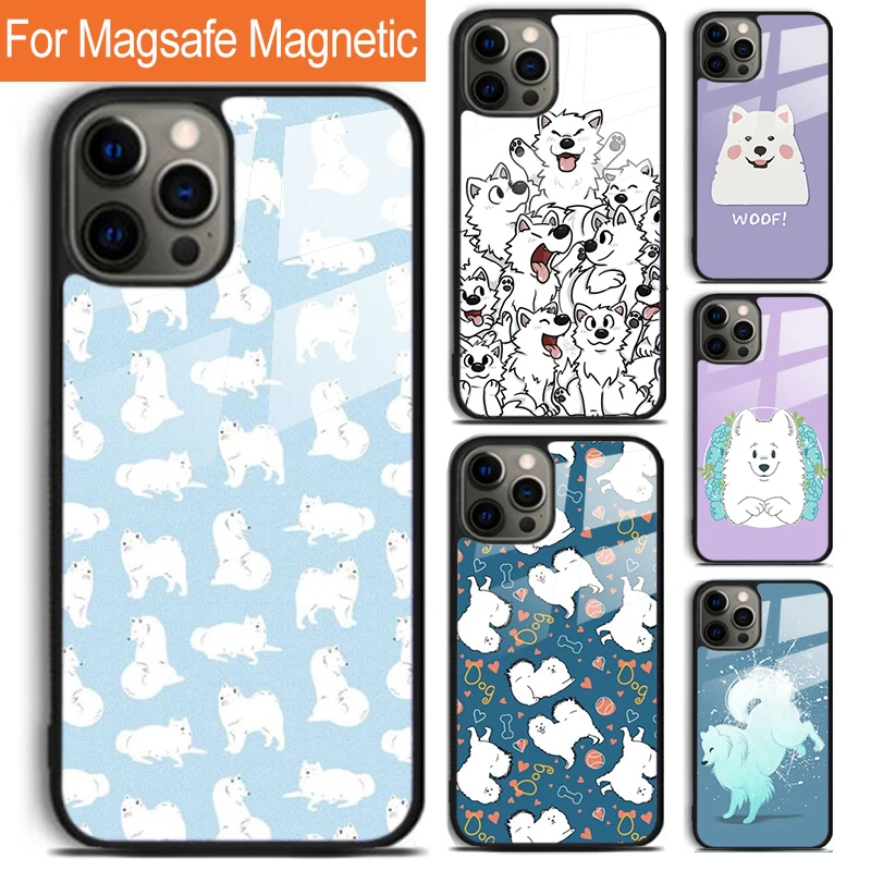 Samoyed Puppy Phone Case For iPhone 16 15 14 13 12 11 Pro Max Plus Magsafe Magnetic Wireless Charging Cover