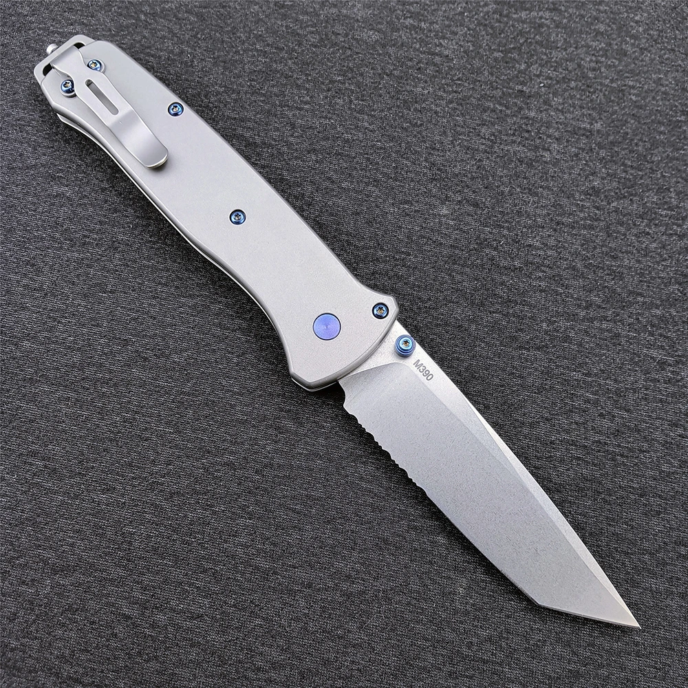 BM 537 Serrated/ Full Blade Tactical Folding Knife High Quality Survival Camping Pocket Knife with Clip Titanium Alloy Handle