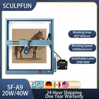 SCULPFUN SF-A9 40W Laser Engraving Machine CNC Cutter Engraver with Precise Focusing and Air Assist 400*400mm Working Area