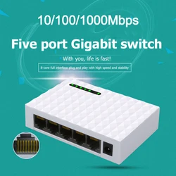 Mini 1000M Gigabit Switch Ethernet Network Switcher 5 Port Fast LAN Hub RJ45 Ethernet Switching Splitter Shunt Desktop Switcher