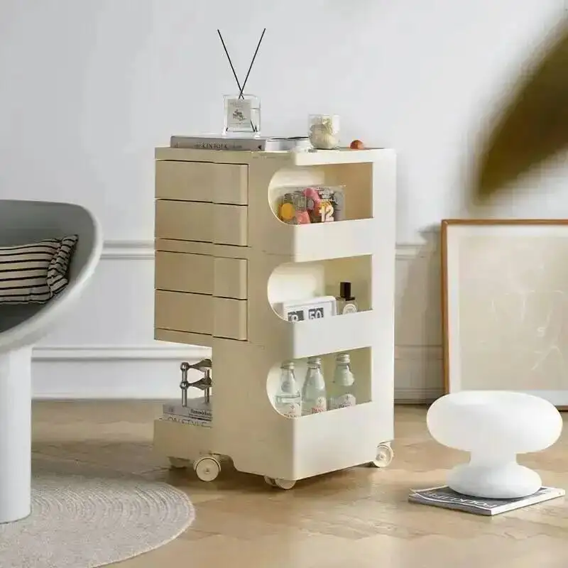 Light Storage Cabinet Rotatable Luxury Nordic Home Creative Storage Cabinet Bedside Tables Movable Plastic Snack Side Cabinets