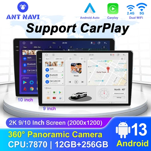 360台のカメラを搭載したカーマルチメディアプレーヤー,A7870, 2K画面,カーラジオ,Android 13,9,10インチ,2K,フォード,プジョー,オペル,ホンダに適しています