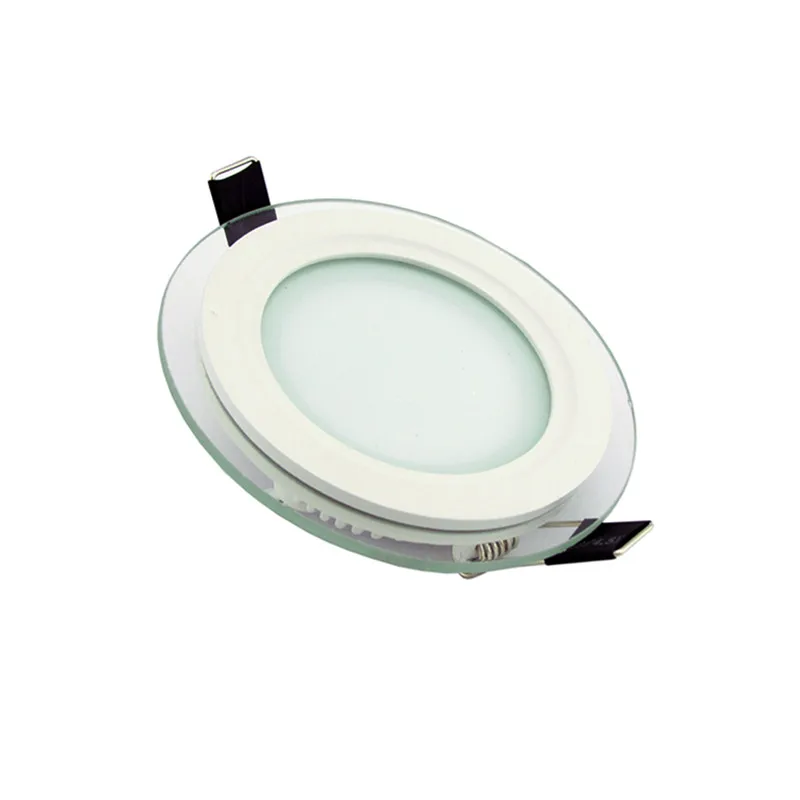 6W LED Panel Downlight Okrągłe szklane lampy panelowe Sufitowe lampy wpuszczane LED Światło punktowe AC85-265V Z sterownikiem