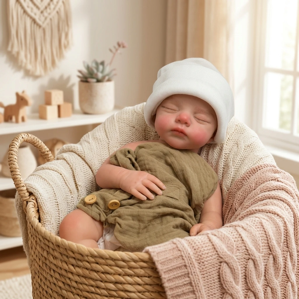 18 Inch Full Silicone Reborn Baby  Doll Sleeping Closed Eyes Lifelike Hand Painted Real Touch Collectible Birthday Gift view 6