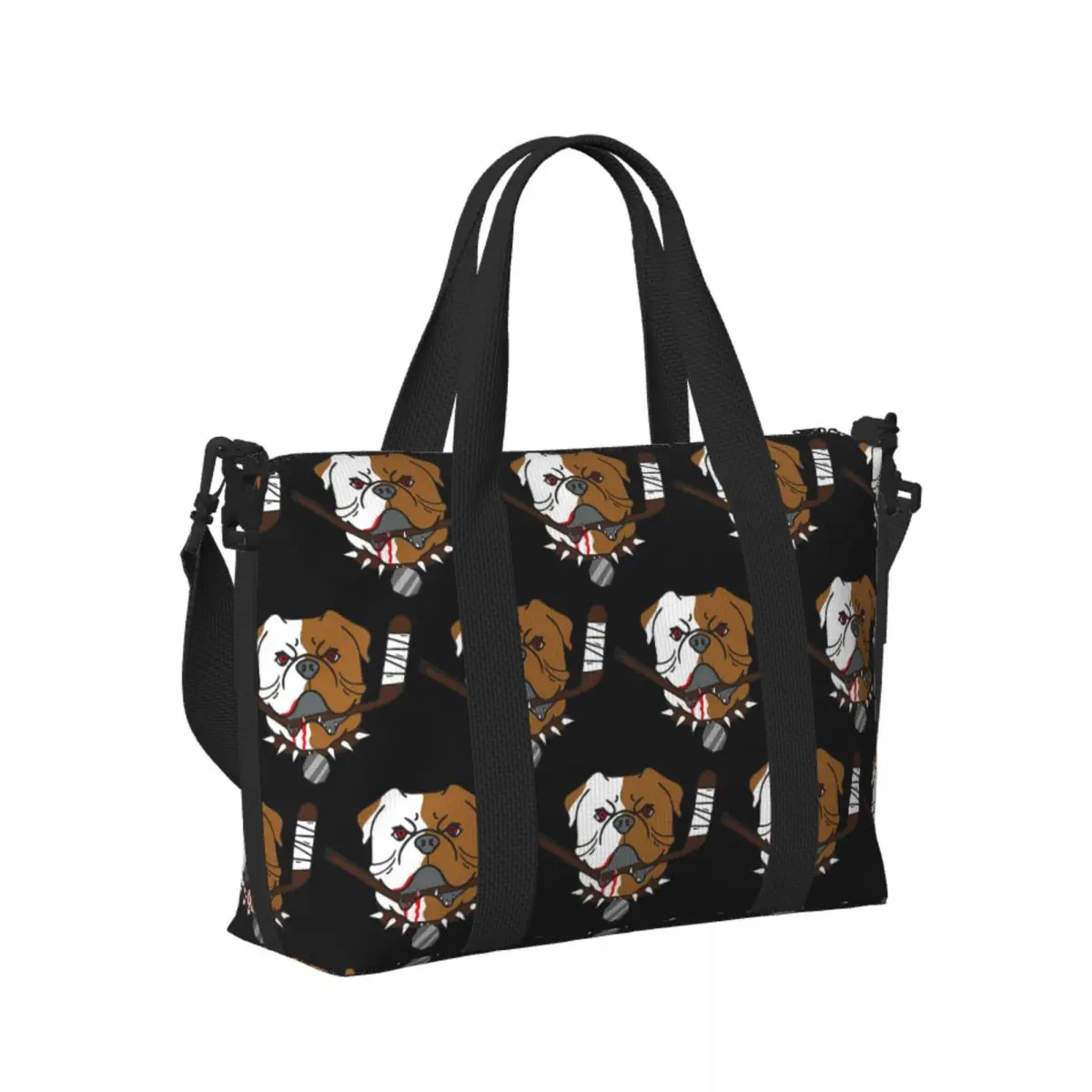 

Custom Shoresy Sudbury Bulldogs Logo Beach Travel Bag Large Capacity Tote Bags for Gym Yoga Women Shopping Duffle Shoulder Bag
