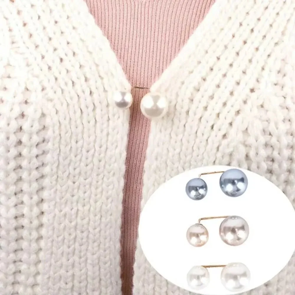 6Pcs Clothing Accessories Pearl Brooch Adjustable Detachable Tighten Waist Button Multifunctional Double Head Pin