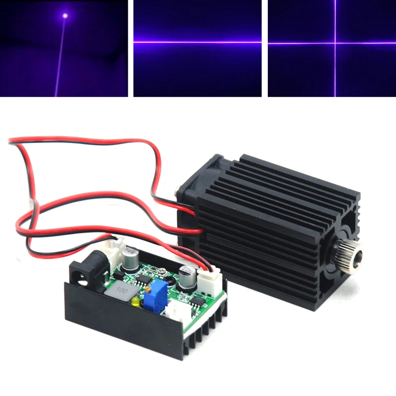 TTL Adjustable 405nm 100mW Violet/Blue Laser Diode Module Dot/Line/Cross Light 12V Driver