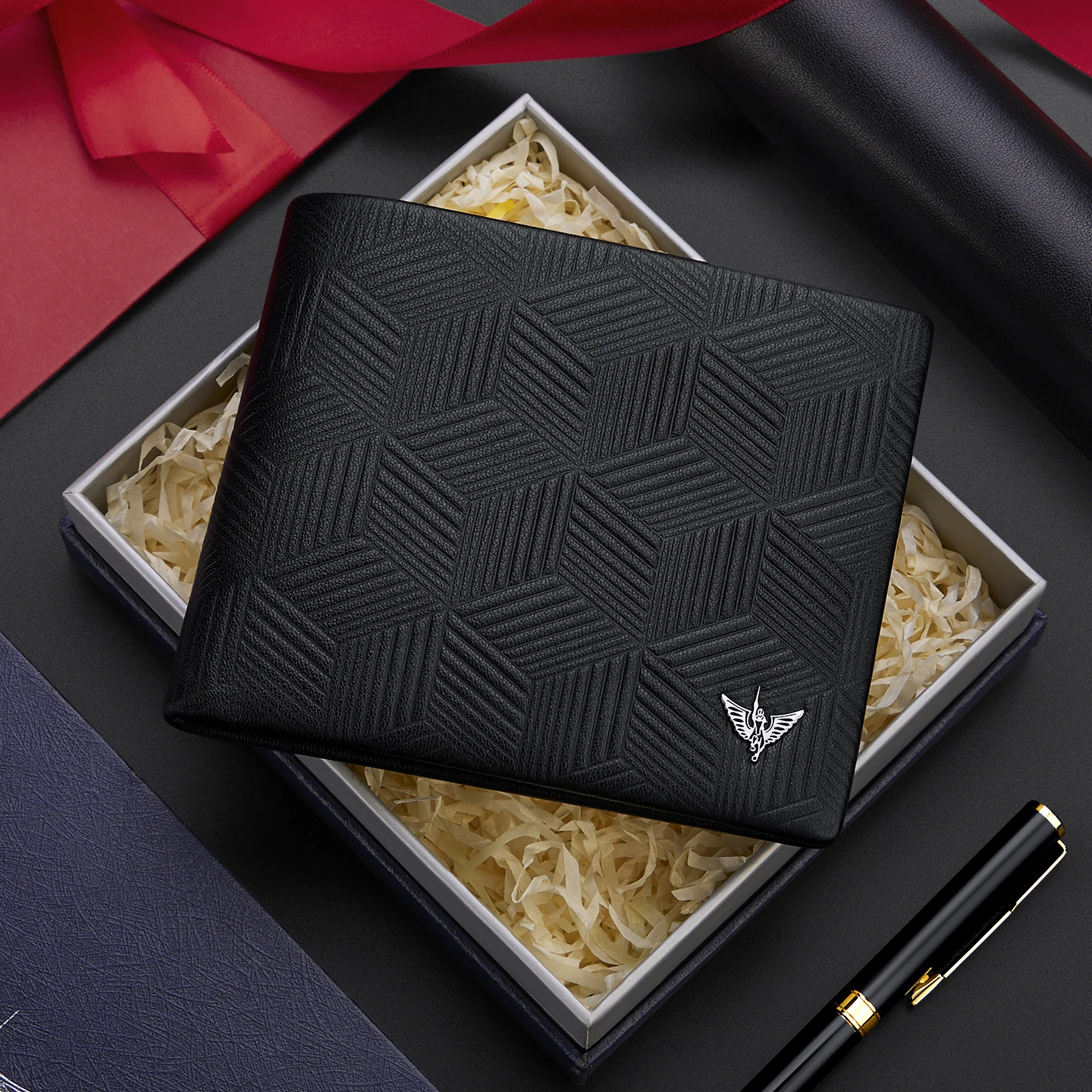 

Кожаный мужской кошелек, модная многофункциональная визитница, кошелек с индивидуальным клетчатым узором