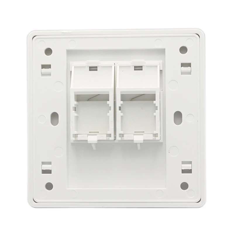 Glossy Wall Panel Empty Face Frame Cover In White Insert For 2 Ports RJ45 RJ11 Keystone Socket Outlet