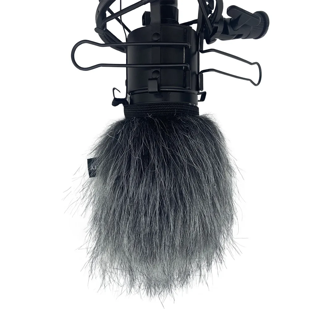 Cubierta de micrófono de viento de piel Artificial para exteriores, Mantis azul, protector de manga de parabrisas para Audio Technica AT2020, ATR2500, AT2035