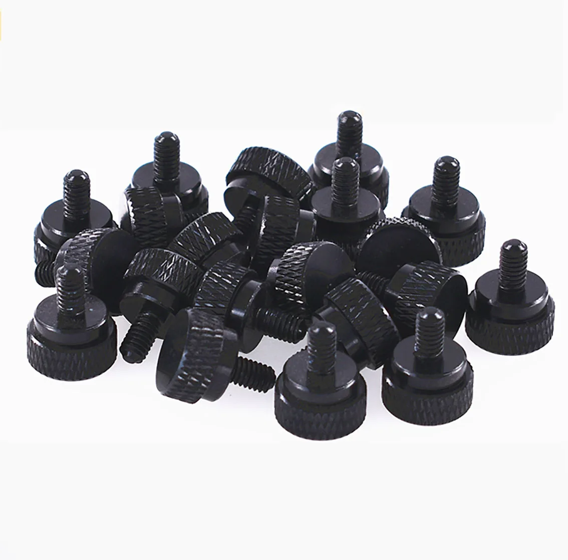 5Pcs Black Thumb Screw M4*7mm Aluminum Alloy Flat Head Knurled Step Hand Tighten Bolts Camera DIY Parts