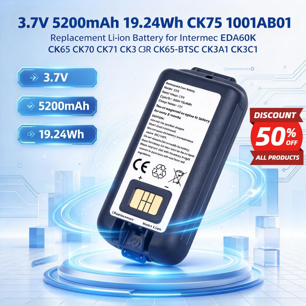 3.7V 5200mAh 19.24Wh CK75 1001AB01 Replacement Li-ion Battery for Intermec EDA60K CK65 CK70 CK71 CK3 CK3R CK65-BTSC CK3A1 CK3C1