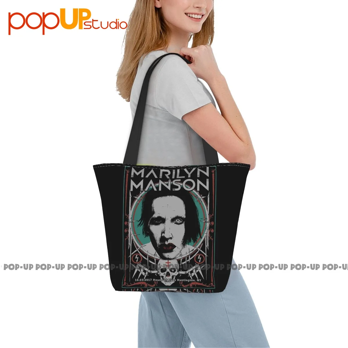 Artwork Marilyn Manson House Of Blues Huntington Ny Handbags Outdoor Shopping Bag Eco-Friendly