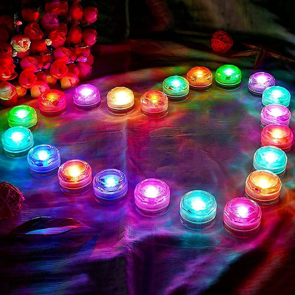 LED Underwater Lights 13 Color Submersible Light Battery Operated RGB Tea Lamp Night Lamp for Wedding Xmas Valentine's Day Party