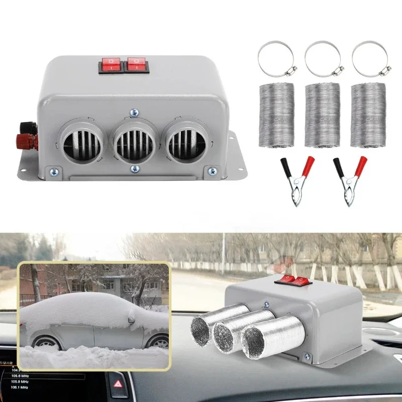 500W Car Heater Fan 12V 24V Warm Air Blower Defroster Defogging Demister Dryer Cooler 3-Hole Heating for Car Accessories